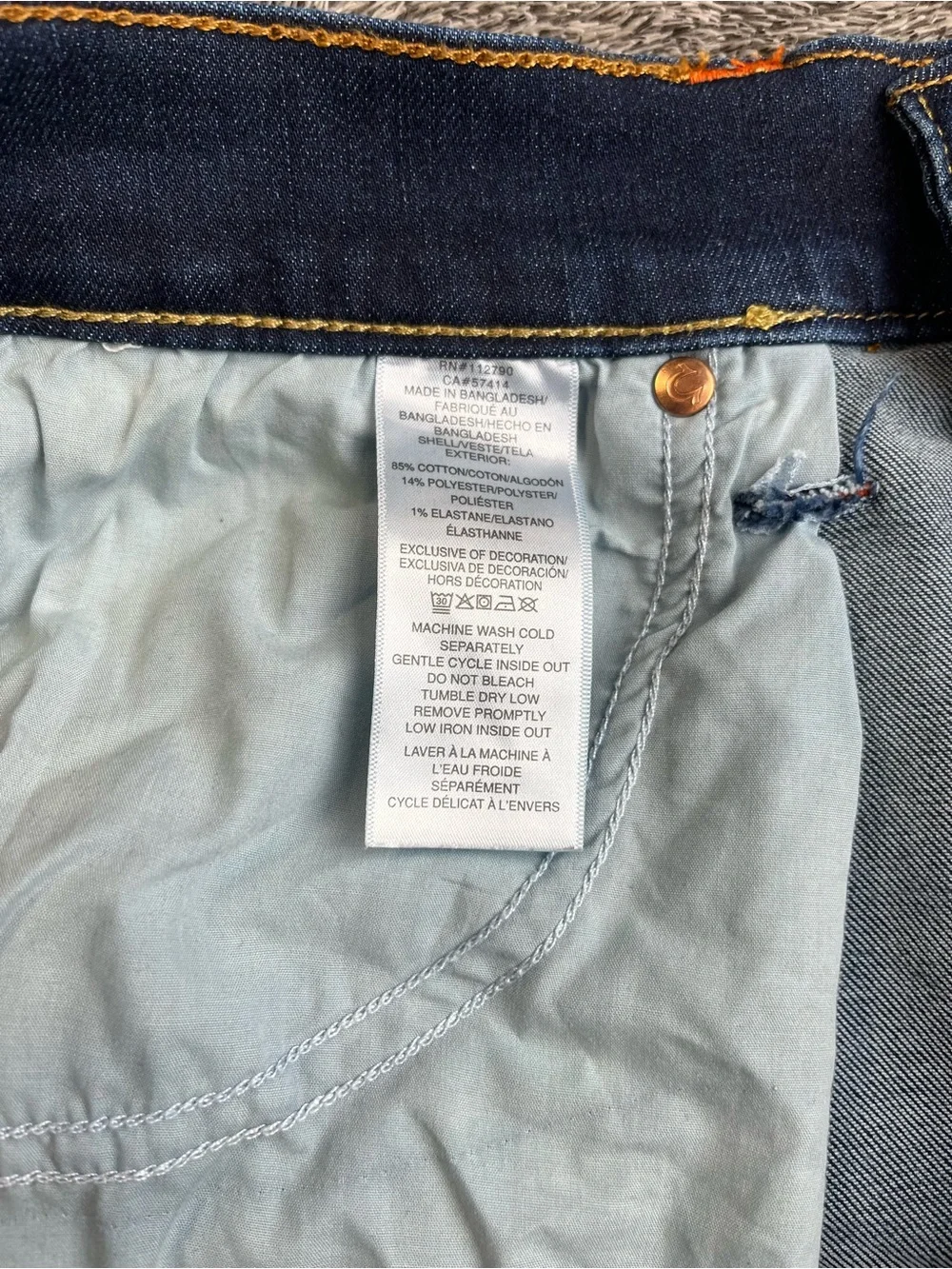 True Religion Ricky Relaxed Straight Jeans Dark Wash Size 42 (Measures 44)